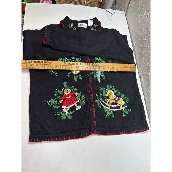 BP‎ Design Ornaments Christmas Beaded Embroidered Knit Cardigan Sweater SZ Large - Picture 4 of 4